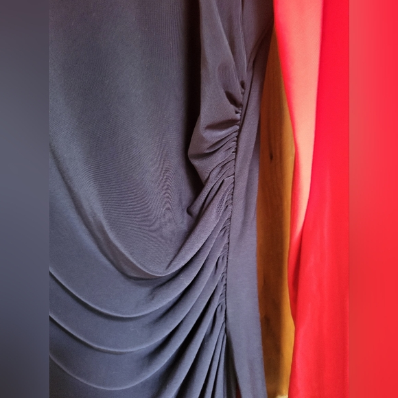 Ralph Lauren Size 14 Dress Deep Pink Navy Blue Ruched Side Stretch - Picture 3 of 6